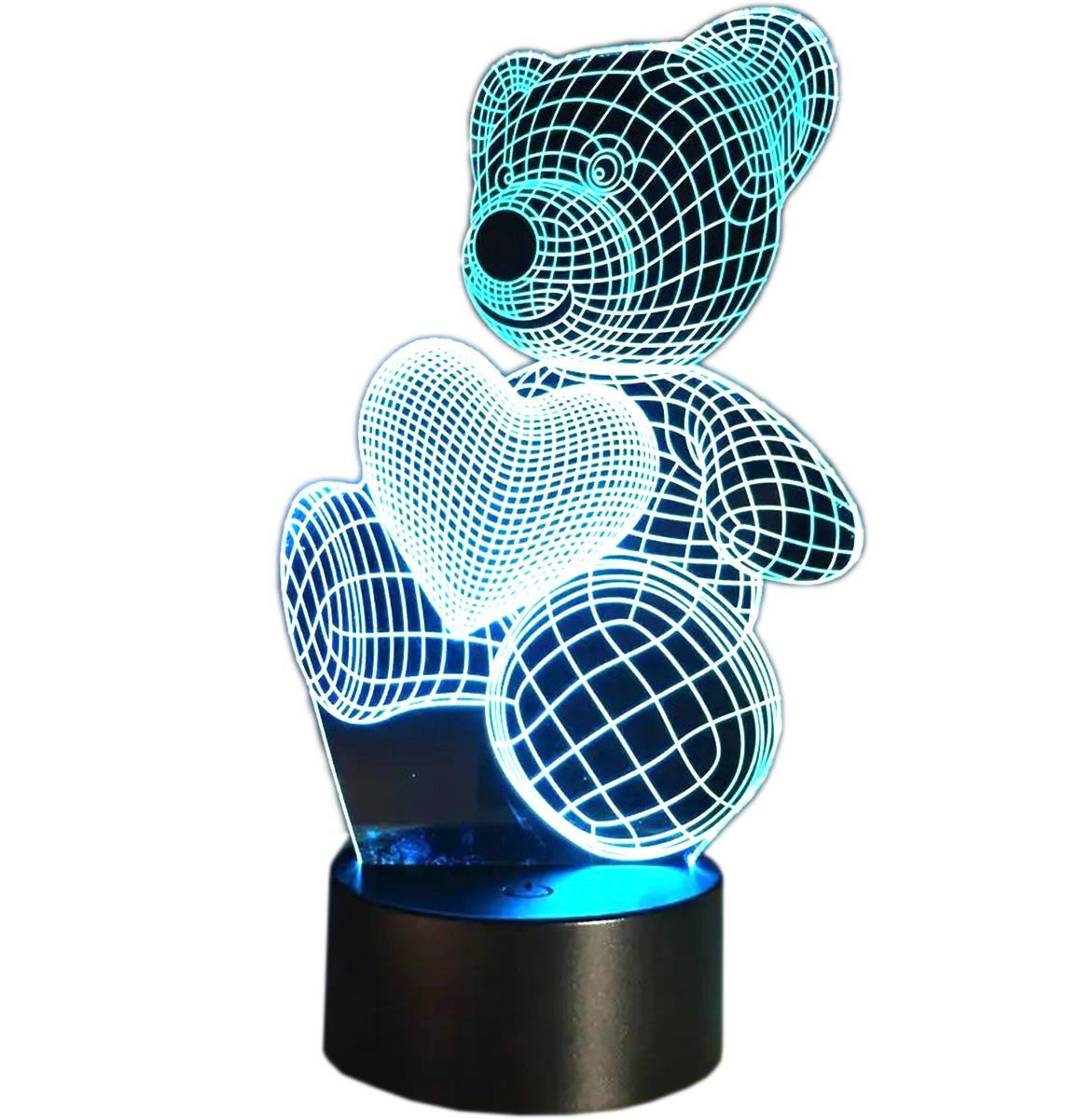  gyerek LED-es éjszakai lámpa mackóval - 3D