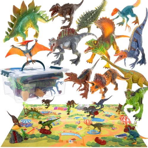 fantasztikus dinoszauruszkészlet + szőnyeg és praktikus tok