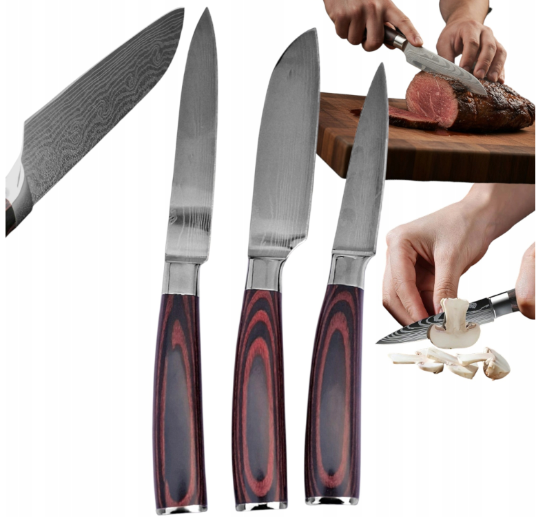 praktyczny zestaw japońskich noży - 3 szt.