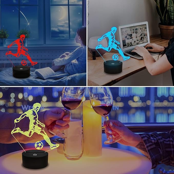 LED-es éjszakai lámpa futballista formájában - 3D