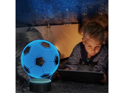 detská nočná lampa v tvare futbalovej lopty 3D ilúzia