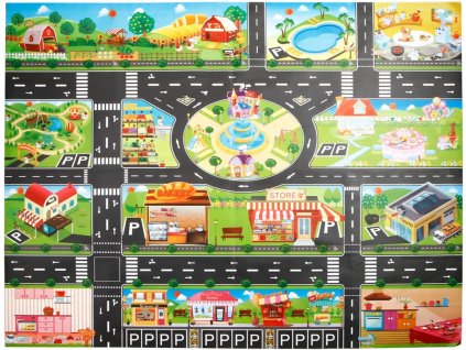 detská vodeodolná hracia podložka s dopravnými značkami