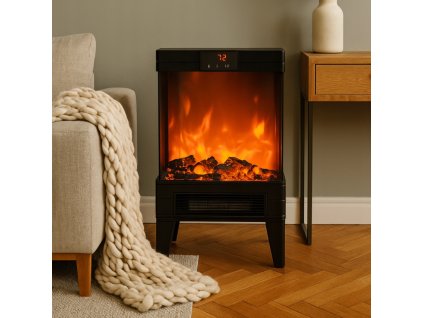 elektrický krb s realistickým 3D efektom plameňa