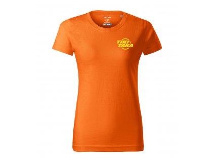 triko damske oranzova FRONT BRICK zlute male logo orig