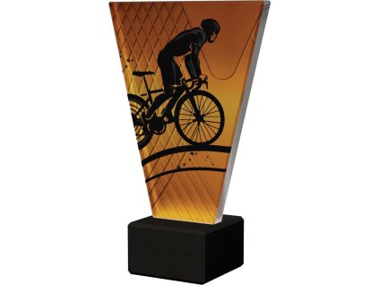 vl1 b cyc bk skleněná trofej v řadě s potiskem cyklistiky v 20 5 cm