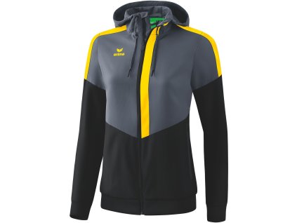 33385 2 erima damska bunda s kapucnou a zipsom squad zlta cierna