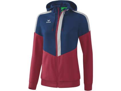 33397 2 erima damska bunda s kapucnou a zipsom squad modra bordova