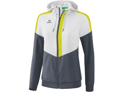 33400 2 erima damska bunda s kapucnou a zipsom squad biela siva