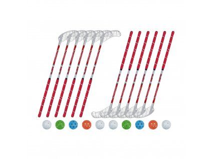 Florbalový set 22ks flash červená