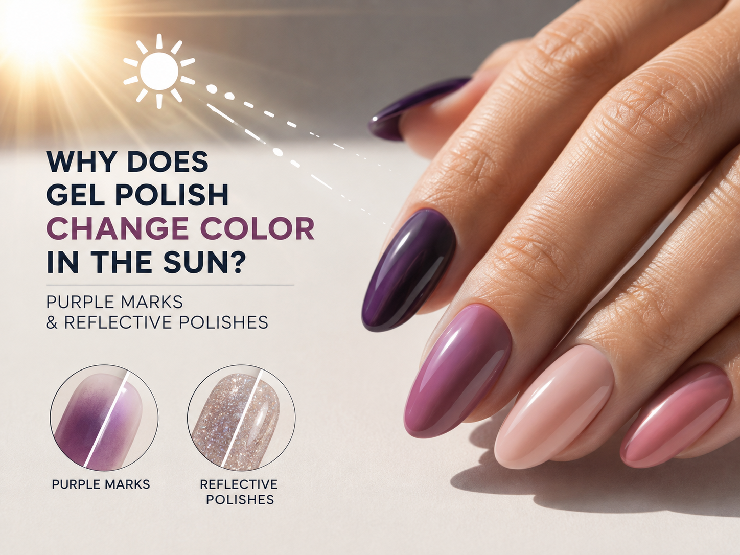 Why Does Gel Polish Change Color in the Sun? Purple Marks and Reflective Gel Polishes