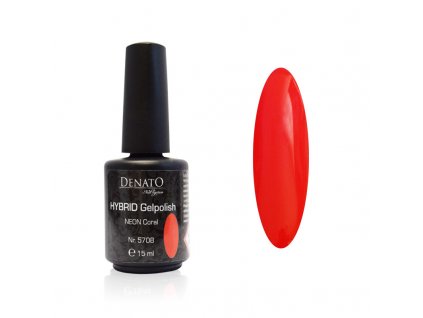 5708 Hybrid Gelpolish neon coral růžový uv led gel, 15 ml