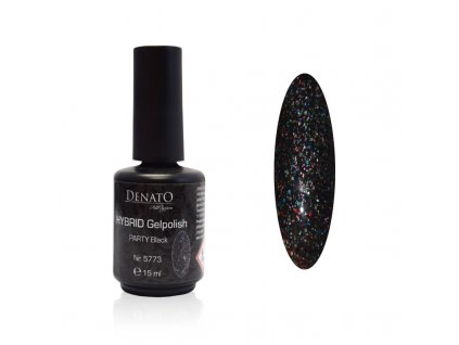 5773 Hybrid Gelpolish PARTY Black černý uv led glitrový gel, 15 ml