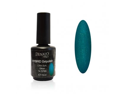 5769 Hybrid Gelpolish CYAN Glitter Fine , tyrkysový glitrový uv led gel, 15 ml