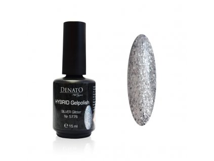 5776 Hybrid gelpolish silver stříbrný glitrový uv les gel 15 ml