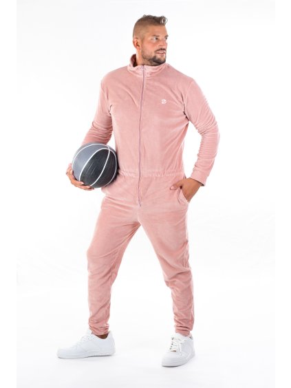 Pánsky overal plyšový dlhý Pink