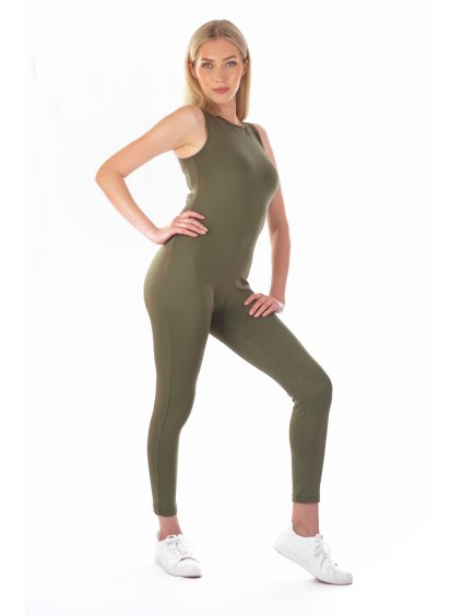 Legínový overal zips dlhý Olive