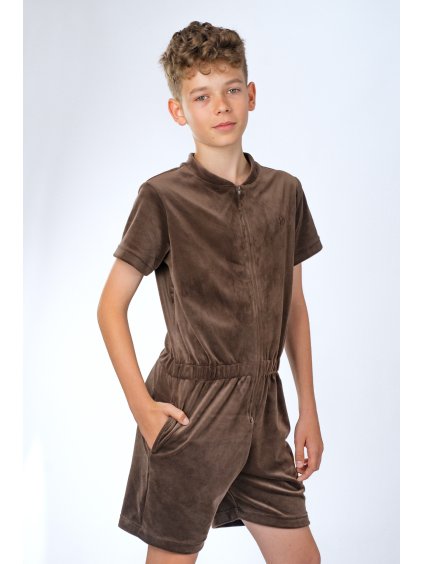 Chlapčenský overal plyšový krátký Brown