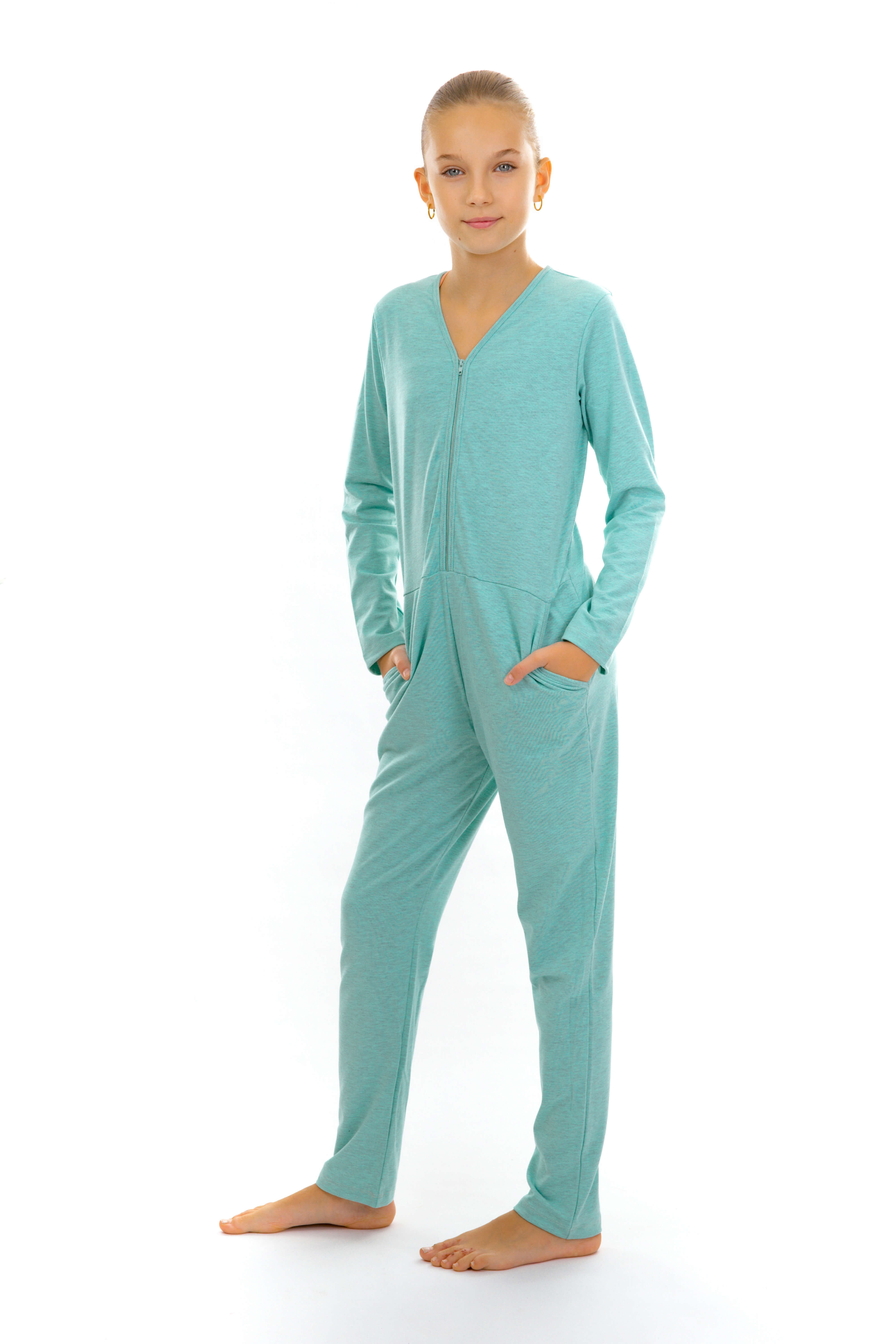 E-shop Dendy Dievčenský overal pyžamový dlhý Light blue