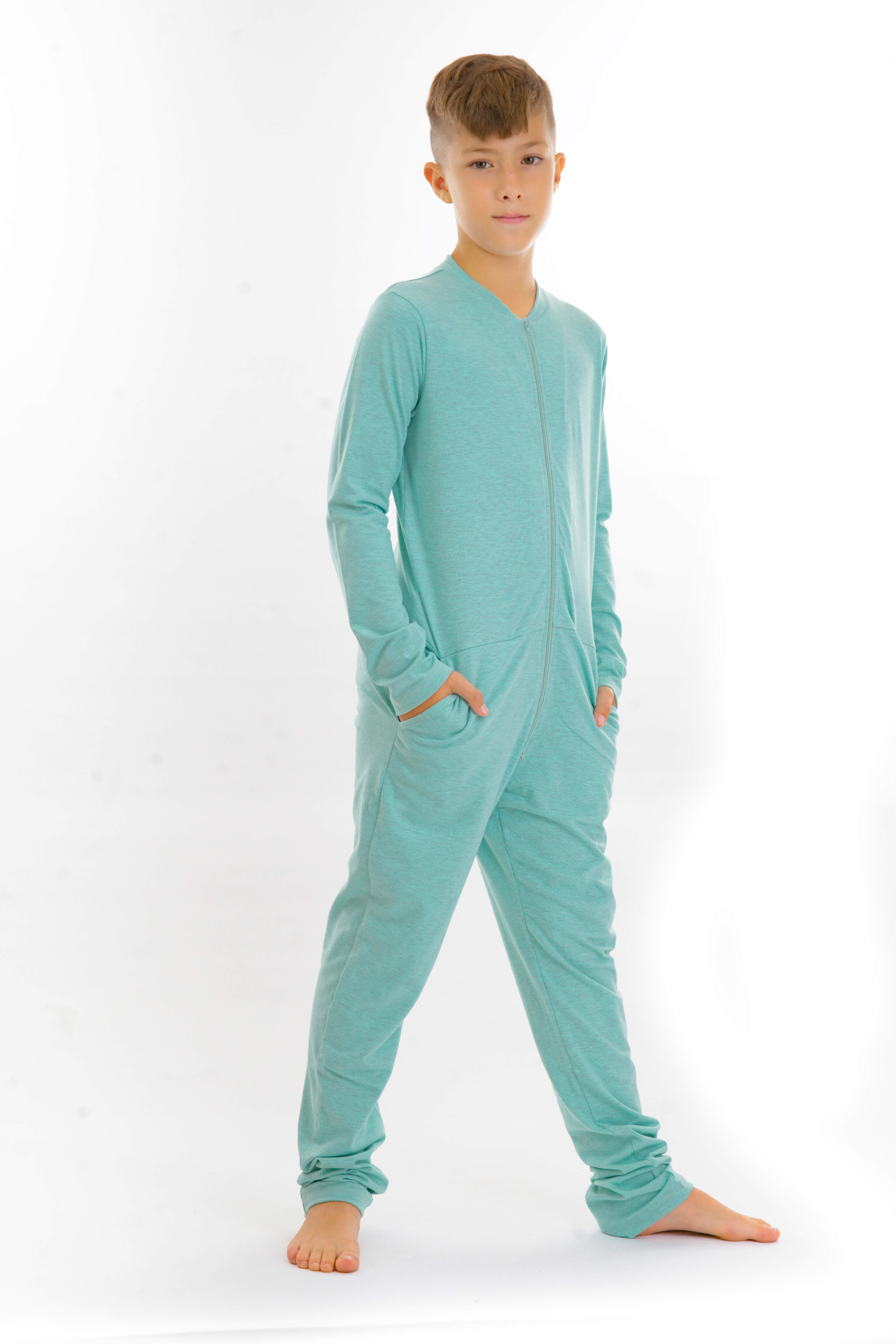 E-shop Dendy Chlapčenský overal pyžamový dlhý Light blue