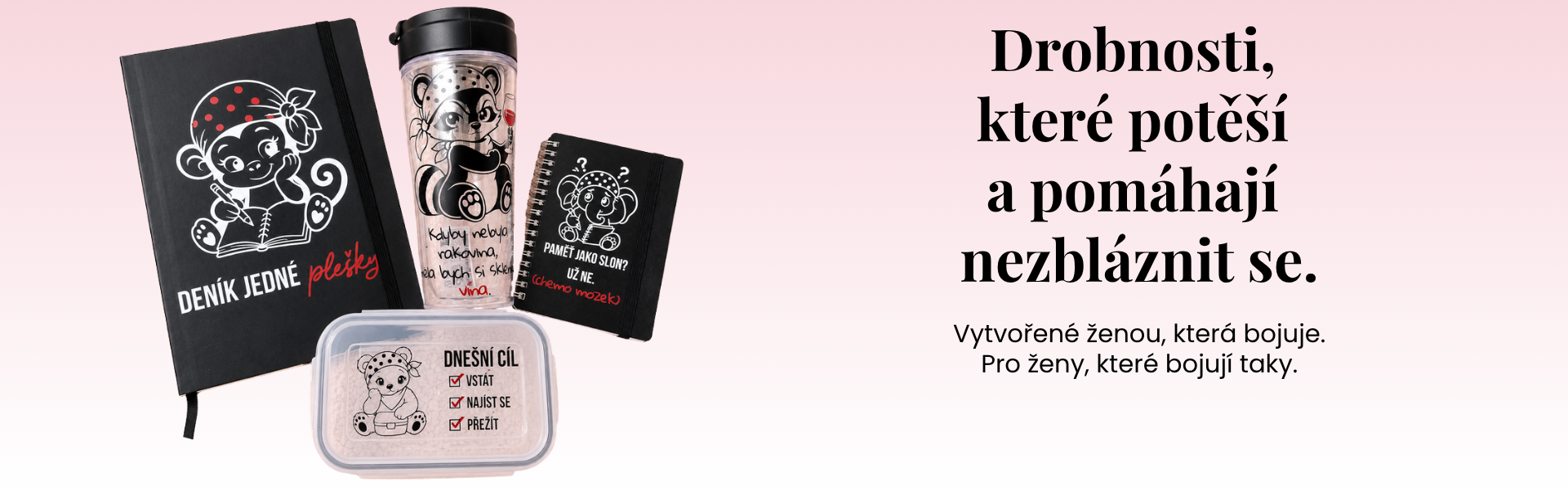 Banner e-shopu Deník jedné plešky s ručně vyrobenými dárky pro ženy během léčby rakoviny