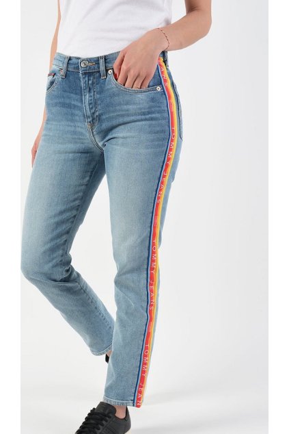 Rifle - Tommy Jeans HIGH RISE SLIM IZZY RNBWM modré