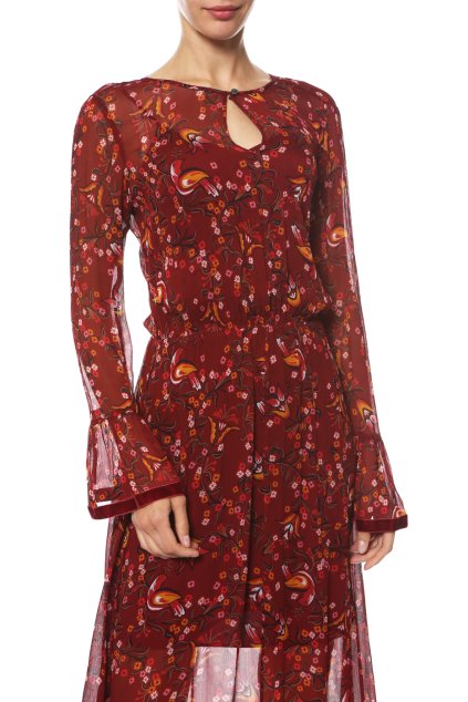 Šaty - SIMONE MIDI DRESS LS červenej farby