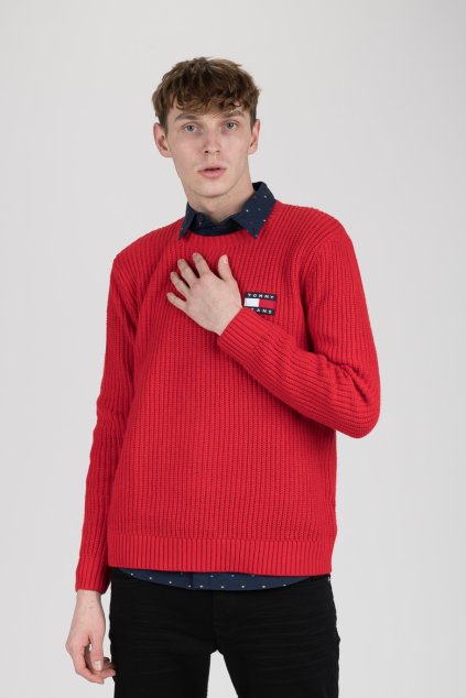 Sveter - TJM TOMMY BADGE SWEATER červený