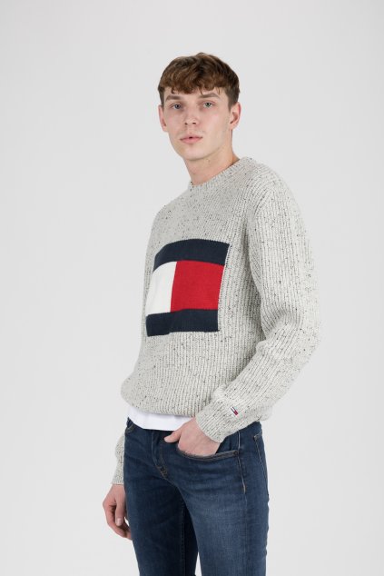 Sveter - TJM TOMMY FLAG SWEATER svetlosivý