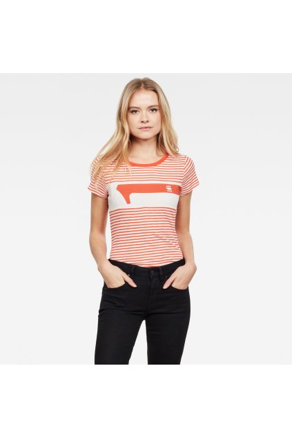 Tričko - Litmic yd stripe gr one slim r t wm smotanovo-pomarančové