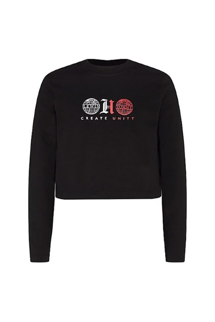 Tričko - LH COLLAR LOGO CROPPED TEE LS čierne