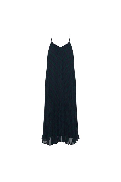 Šaty - ICON TARTAN MIDI SLIP modro-zelené