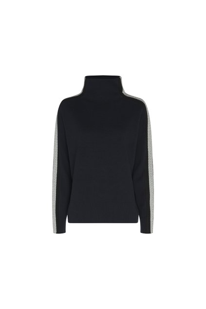 Sveter - SIDE STRIPE MOCK-NK SWEATER LS modrý