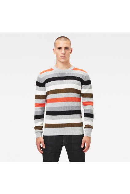 Sveter - Multi stripe r knit l\s sivý