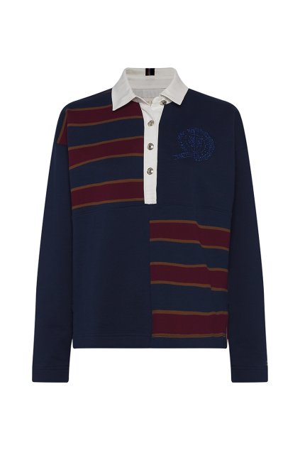 Polo tričko - OVERSIZED RUGBY TOP LS vzorované