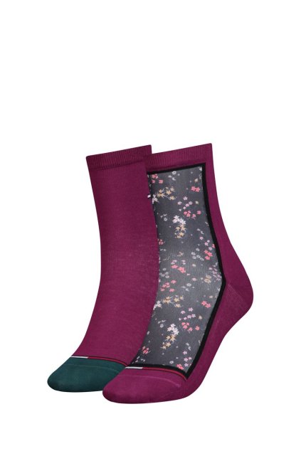 Ponožky - TH JEANS 2P DITSY FLORAL bordové