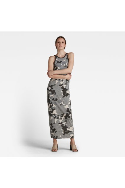 Šaty - AOP maxi tank top dress hnedé