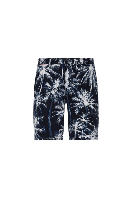 Krátke nohavice - BROOKLYN TERRY PALM PRINT SHORT tmavomodré