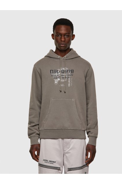 Mikina - DIesel SGIRKHOODB3 SWEATSHIRT bledozelená