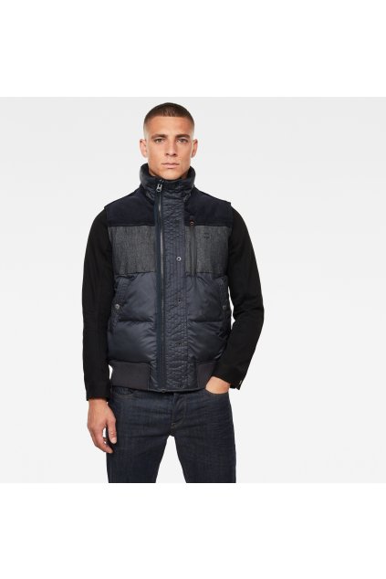 Vesta - Denim mix quilted vest modrá