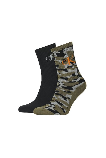 Ponožky - CK MENS 2PK MONOGRAM CAMO CUSHION CREW JADEN dvojbalenie
