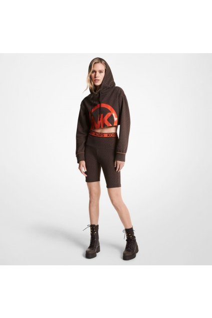 Mikina - MINI MK DOT CROP HOODIE hnedá