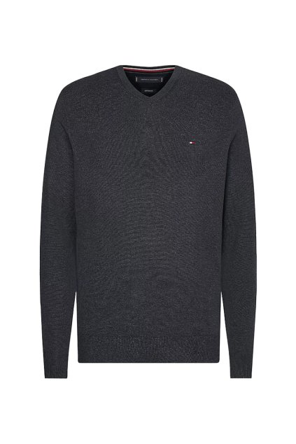 Sveter - CORE COTTON-SILK VNECK šedý