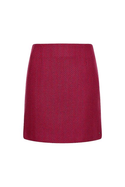 Sukňa - WOOL BLEND HERRINGB SHORT SKIRT bordová