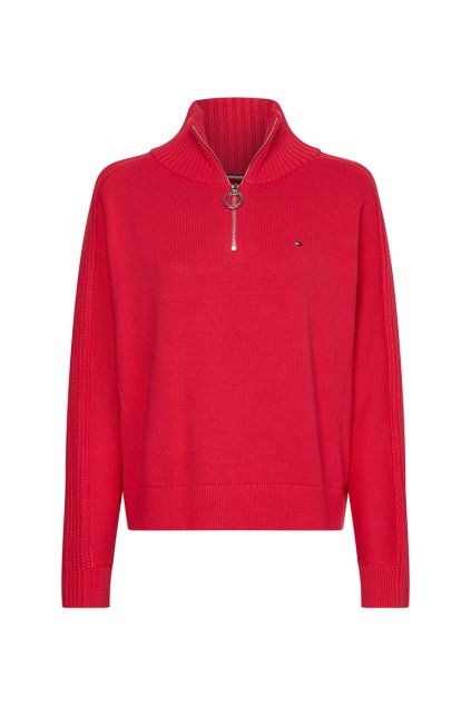 Sveter - ZIP-UP HIGH-NK SWEATER ružový