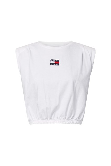 Top - TJW CROP ELASTICATED BADGE TANK biely