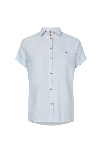 Košeľa - LINEN RELAXED SHIRT SS modrá