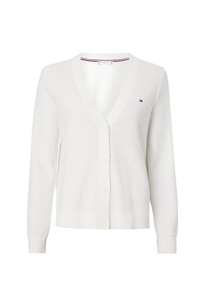 Kardigán - ORG CO TEXTURE V-NK CARDIGAN biely