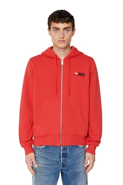 Mikina - S-GINN-HOOD-ZIP-DIV SWEAT-SHIR červená