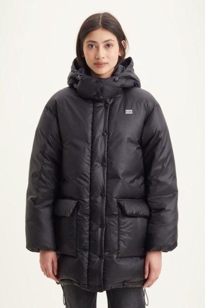 Bunda - LUNA CORE PUFFER MID CAVIAR čierna