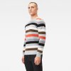 Sveter - Multi stripe r knit l\s sivý